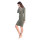 Damen Kleid Dress Langarm V-Ausschnitt ; Khaki 2XL/3XL