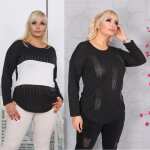 Damen Longshirt Langarm mit Muster Nieten;