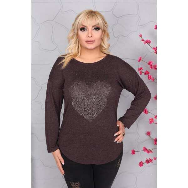 Damen Longshirt Langarm mit Muster Nieten; Muster3/S/M