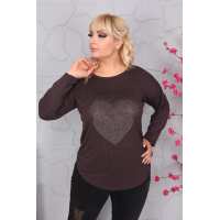 Damen Longshirt Langarm mit Muster Nieten; Muster3/S/M