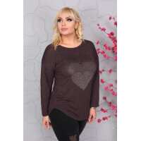 Damen Longshirt Langarm mit Muster Nieten; Muster3/S/M