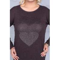 Damen Longshirt Langarm mit Muster Nieten; Muster3/S/M