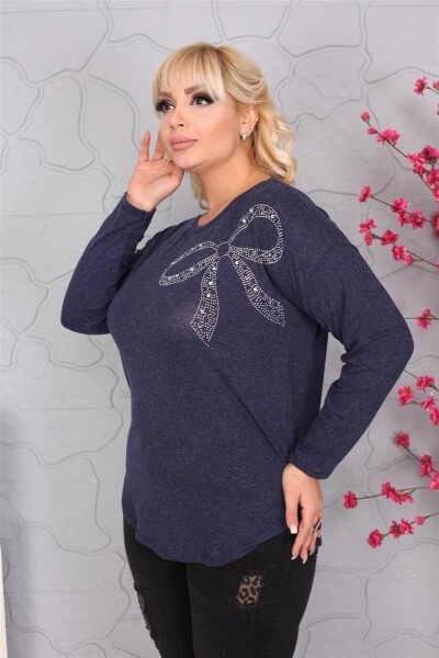 Damen Longshirt Langarm mit Muster Nieten; Muster5/XL/2XL
