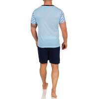 Herren Pyjama Set Short + Shirt Sommer, Blau M