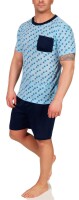 Herren Pyjama Set Short + Shirt Sommer, Blau XL
