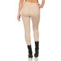 Treggings Jeggings Hüfthose Stretch Slimfit mit Taschen Hose; Beige XL