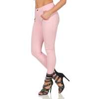 Treggings Jeggings Hüfthose Stretch Slimfit mit Taschen Hose; Rosa S