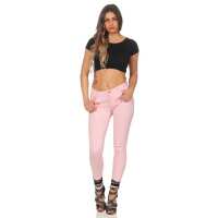 Treggings Jeggings Hüfthose Stretch Slimfit mit Taschen Hose; Rosa XL