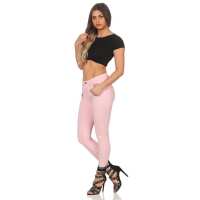 Treggings Jeggings Hüfthose Stretch Slimfit mit Taschen Hose; Rosa XL