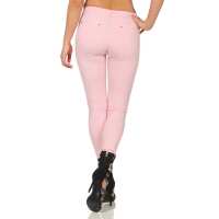 Treggings Jeggings Hüfthose Stretch Slimfit mit Taschen Hose; Rosa XL