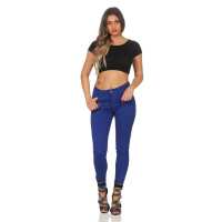 Treggings Jeggings Hüfthose Stretch Slimfit mit Taschen Hose; Blau S
