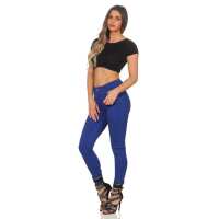 Treggings Jeggings Hüfthose Stretch Slimfit mit Taschen Hose; Blau S