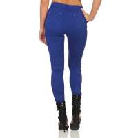 Treggings Jeggings Hüfthose Stretch Slimfit mit Taschen Hose; Blau S