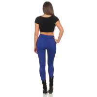 Treggings Jeggings Hüfthose Stretch Slimfit mit Taschen Hose; Blau S
