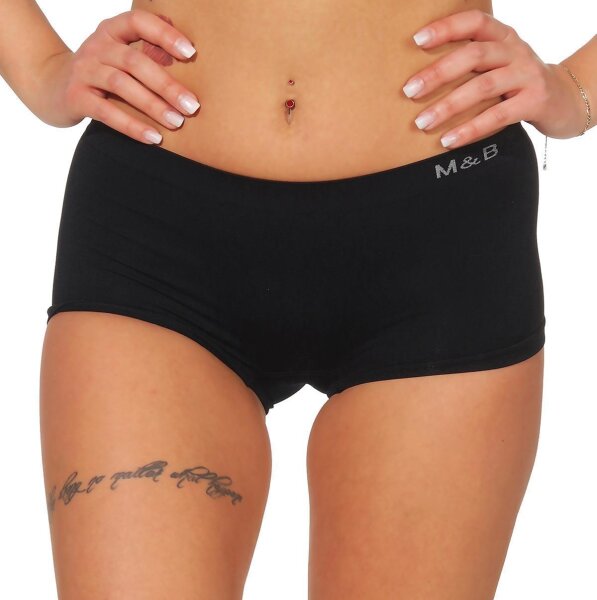 Damen Panty Unterhose Mieder Microfaser Slip; Schwarz XS/S