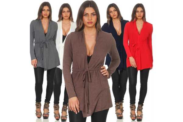 Sweats Umhang Cardigan Poncho mit Binde-Gürtel;