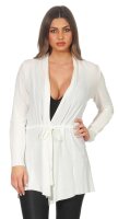 Sweats Umhang Cardigan Poncho mit Binde-Gürtel; Ecru S/M