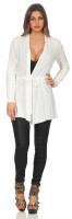 Sweats Umhang Cardigan Poncho mit Binde-Gürtel; Ecru S/M