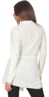 Sweats Umhang Cardigan Poncho mit Binde-Gürtel; Ecru S/M