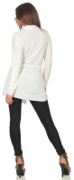 Sweats Umhang Cardigan Poncho mit Binde-Gürtel; Ecru S/M
