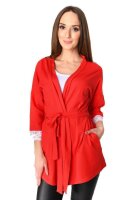 Damen Cardigan Jacke 3/4 Arm Tüll; Rot S/M