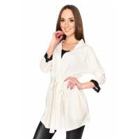 Damen Cardigan Jacke 3/4 Arm Tüll; Ecru S/M