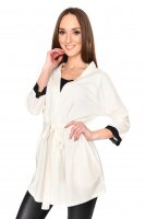 Damen Cardigan Jacke 3/4 Arm Tüll; Ecru 2XL/3XL