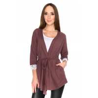 Damen Cardigan Jacke 3/4 Arm Tüll; Cappuccino S/M