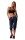 Damen 3/4 Capri Jogginghose Jogging Sport mit Taschen; Jeansblau L