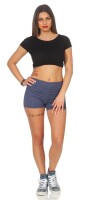 Leggings Shorts Kurz in 19 Farben Baumwolle; Jeansblau 4XL/48