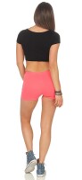 Leggings Shorts Kurz in 19 Farben Baumwolle; Koralle XXL/44