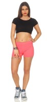 Leggings Shorts Kurz in 19 Farben Baumwolle; Koralle XXL/44