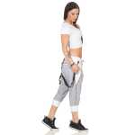 Damen Aladin Jogginhose 3/4 Capri Sport-Hose Baumwolle ; Grau-Weiß M/38