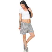 Damen Sommer Freizeit Shorts kurze Hose Hotpants locker; Weiß-Blau S