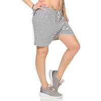 Damen Sommer Freizeit Shorts kurze Hose Hotpants locker; Weiß-Blau S