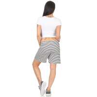 Damen Sommer Freizeit Shorts kurze Hose Hotpants locker; Weiß-Blau S