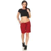 Damen Sommer Freizeit Shorts kurze Hose Hotpants locker; Rot-Blau S