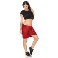 Damen Sommer Freizeit Shorts kurze Hose Hotpants locker; Rot-Blau S