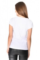 Sommer Shirt Top T-Shirt Katzen-Muster Baumwolle; Weiß/S
