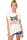 Sommer Shirt Top T-Shirt Katzen-Muster Baumwolle; Weiß/S