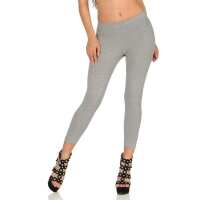 Damen Leggings 3/4 Capri mit Muster; Grau-Meliert/L