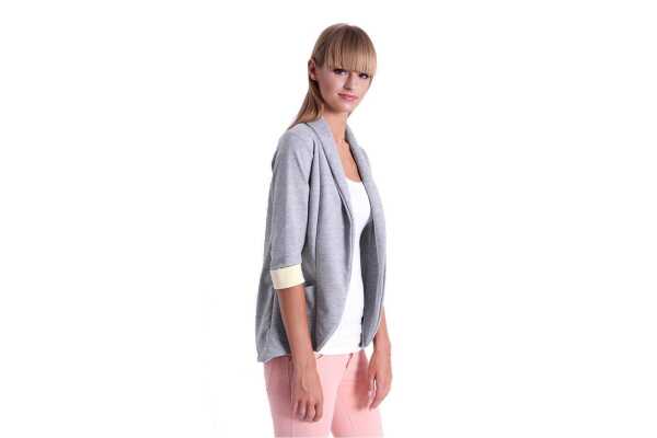 Damen Blazer Kurzjacke Jacke; Grau Meliert 2XL/3XL