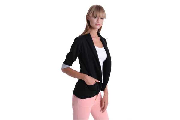 Damen Blazer Kurzjacke Jacke; Schwarz 2XL/3XL