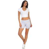 Damen Sport Shorts Hotpants kurz Baumwolle Radler Fitness; Grau S