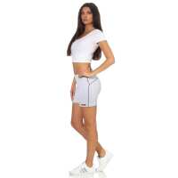 Damen Sport Shorts Hotpants kurz Baumwolle Radler Fitness; Grau S