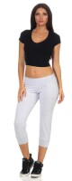Damen Jogginhose 3/4 Sport-Hose Baumwolle mit Tasche;...
