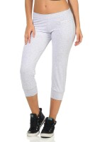 Damen Jogginhose 3/4 Sport-Hose Baumwolle mit Tasche; Grau XL