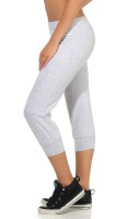 Damen Jogginhose 3/4 Sport-Hose Baumwolle mit Tasche; Grau XL
