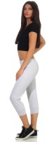 Damen Jogginhose 3/4 Sport-Hose Baumwolle mit Tasche; Grau XL