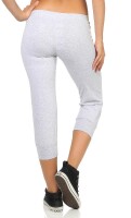 Damen Jogginhose 3/4 Sport-Hose Baumwolle mit Tasche; Grau XL